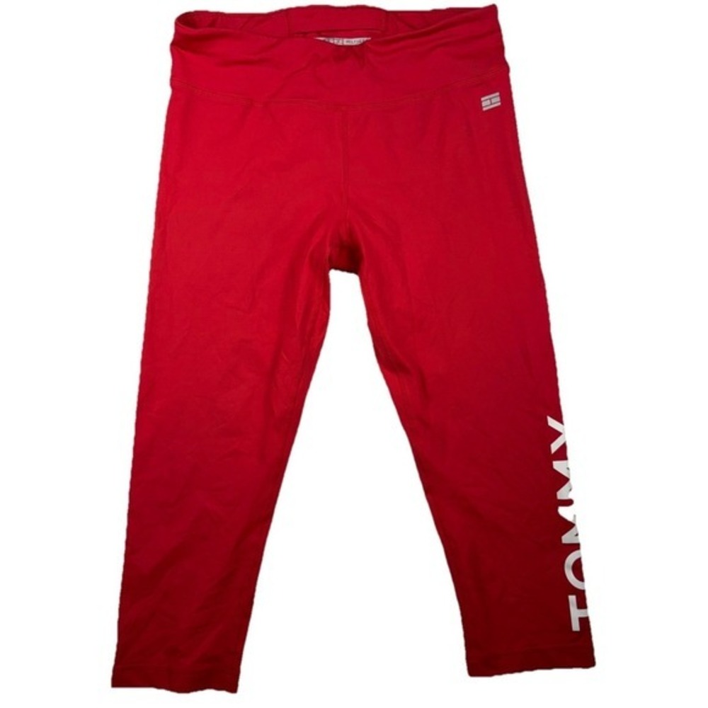 Tommy Hilfiger Sport Women's Red Athletic Leggings Capri Size M Stretch